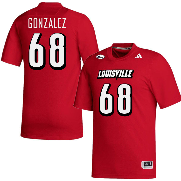 Men #68 Michael Gonzalez Louisville Cardinals College Football Jerseys Stitched-Red